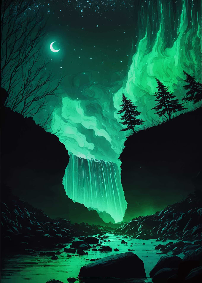 Auroras Glowing Cascade