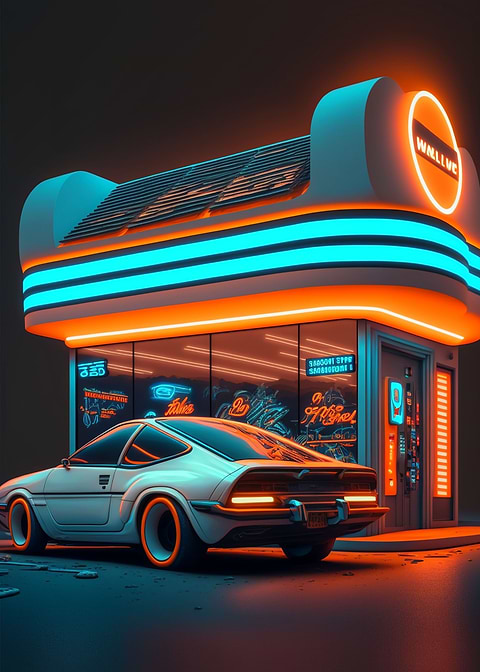 Cyber car at night