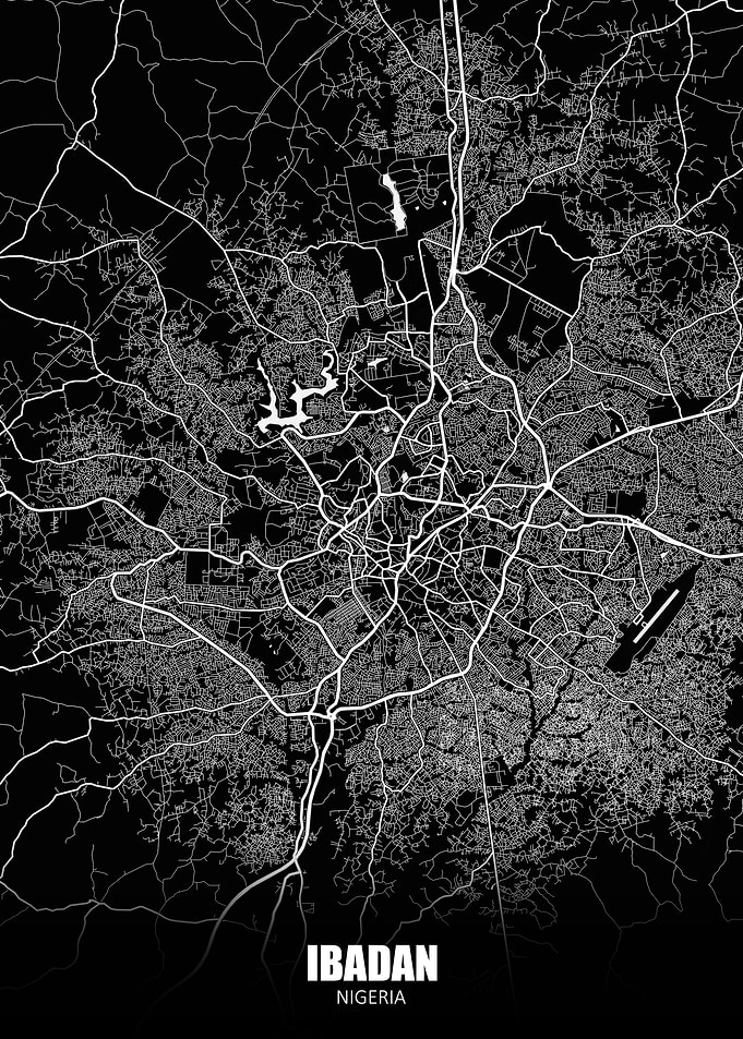 Ibadan Nigeria Dark Map