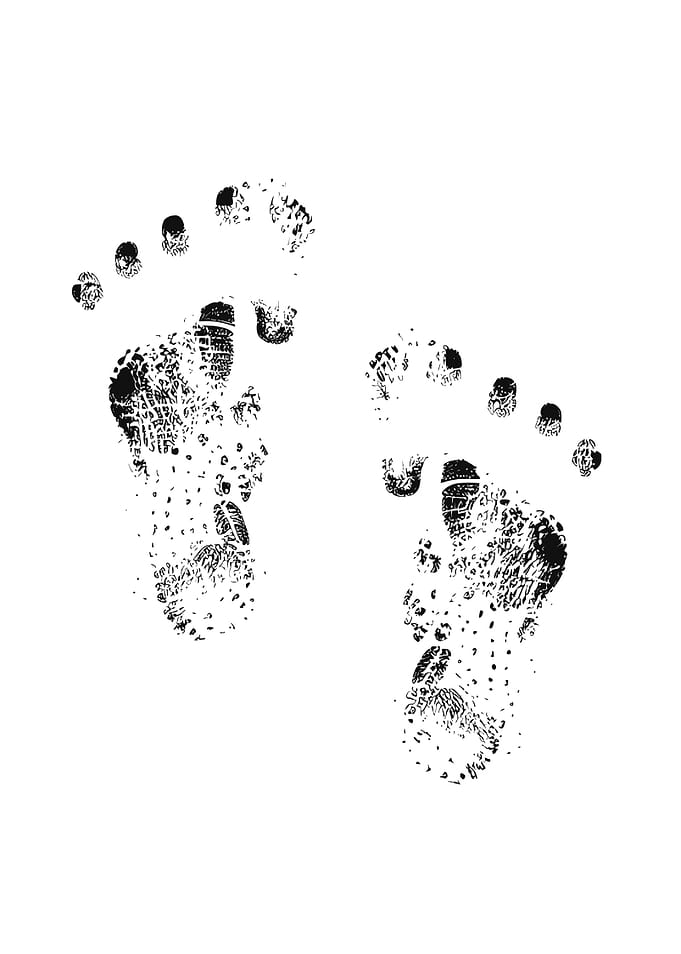 Footprints human feet bare