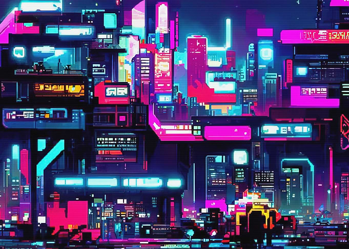 80s Neon City Cyberpunk
