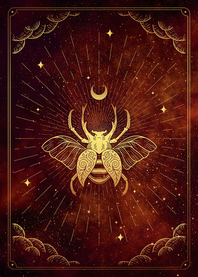 Tarot the moon scarab