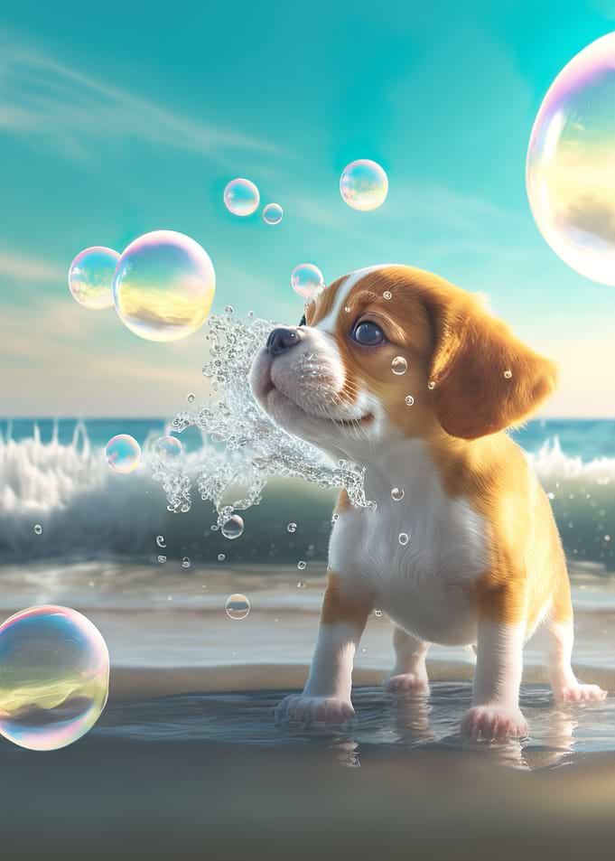 Cute dog at Ocean