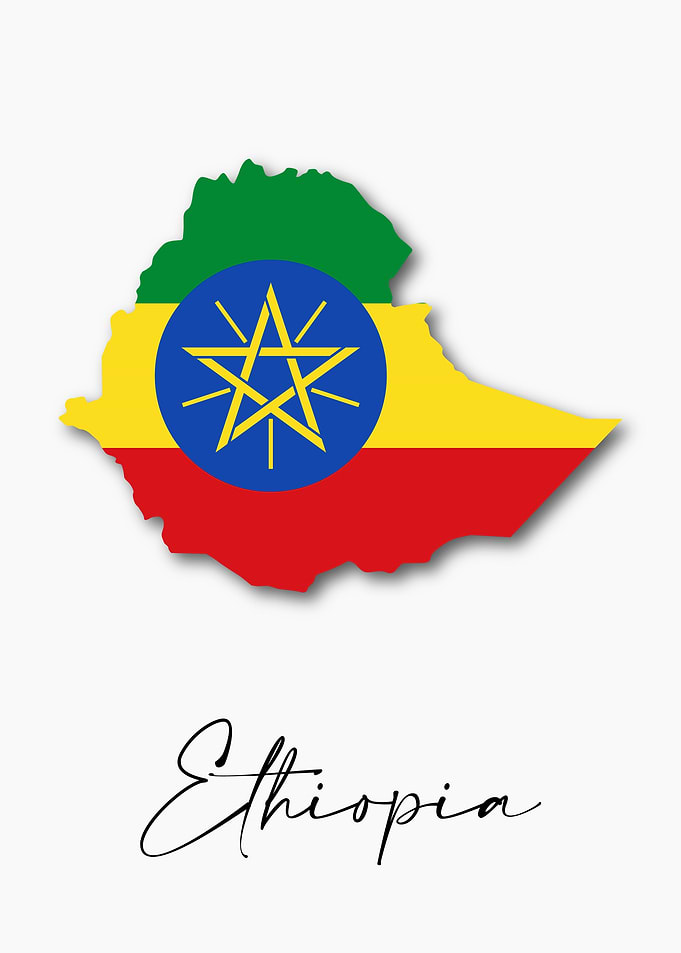 Ethiopia Country Map Flag