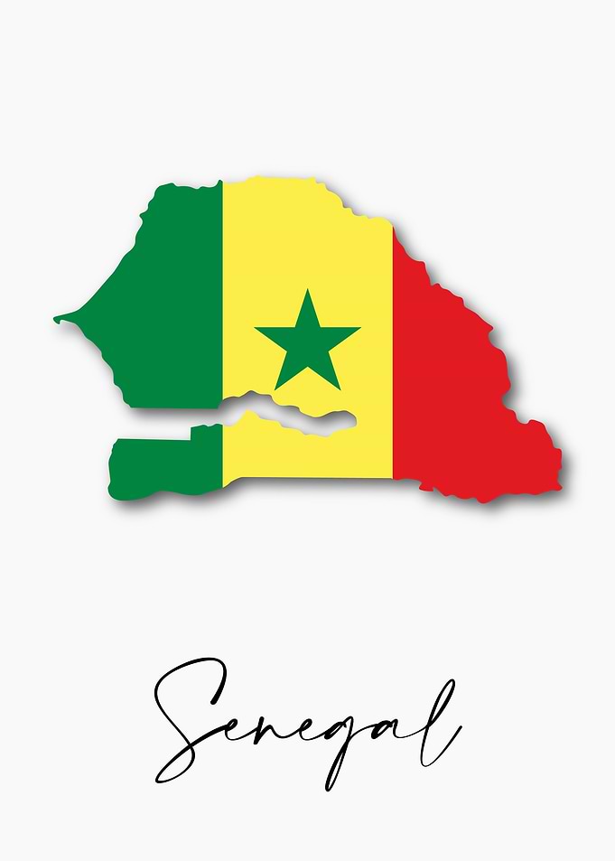 Senegal Country Map Flag
