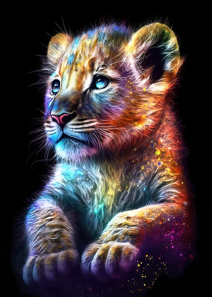 Cute Rainbow Baby Lion