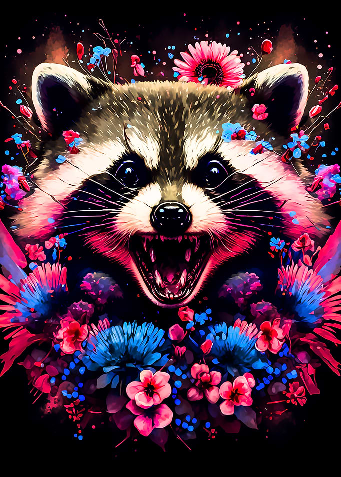 Raccoon and Flower