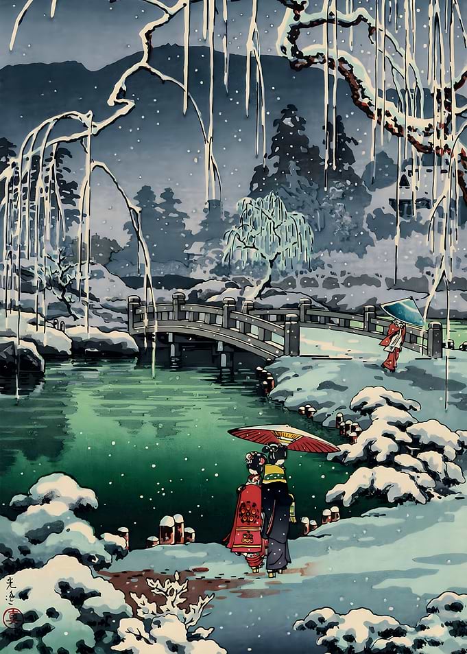 Ukiyo e Spring Snow