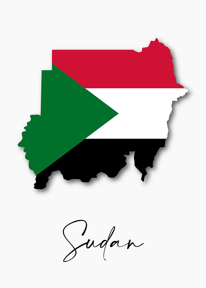 Sudan Country Map Flag