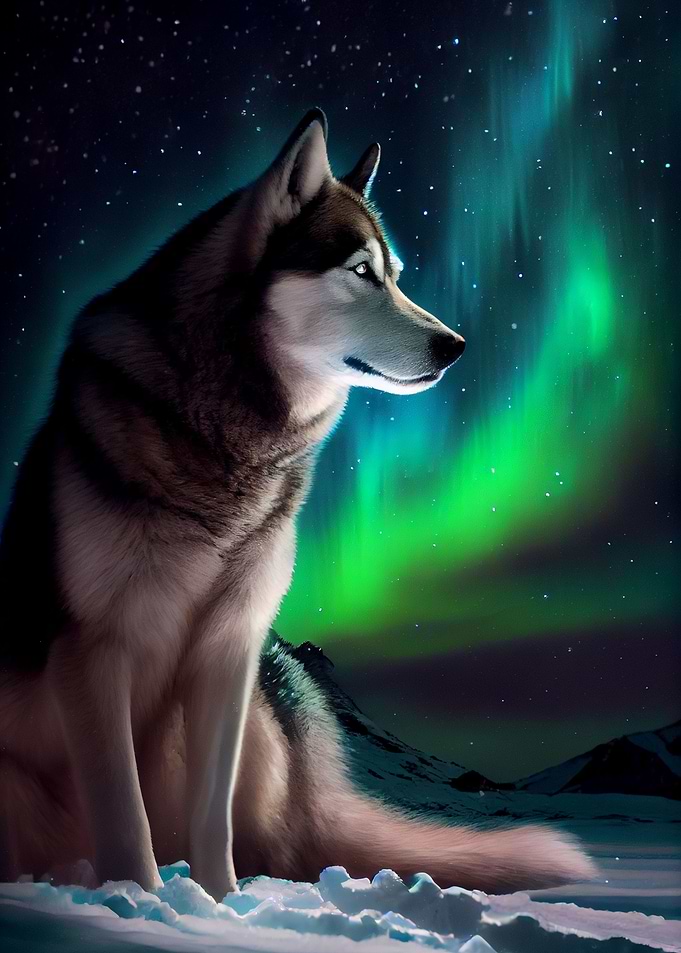 Husky Dog Aurora