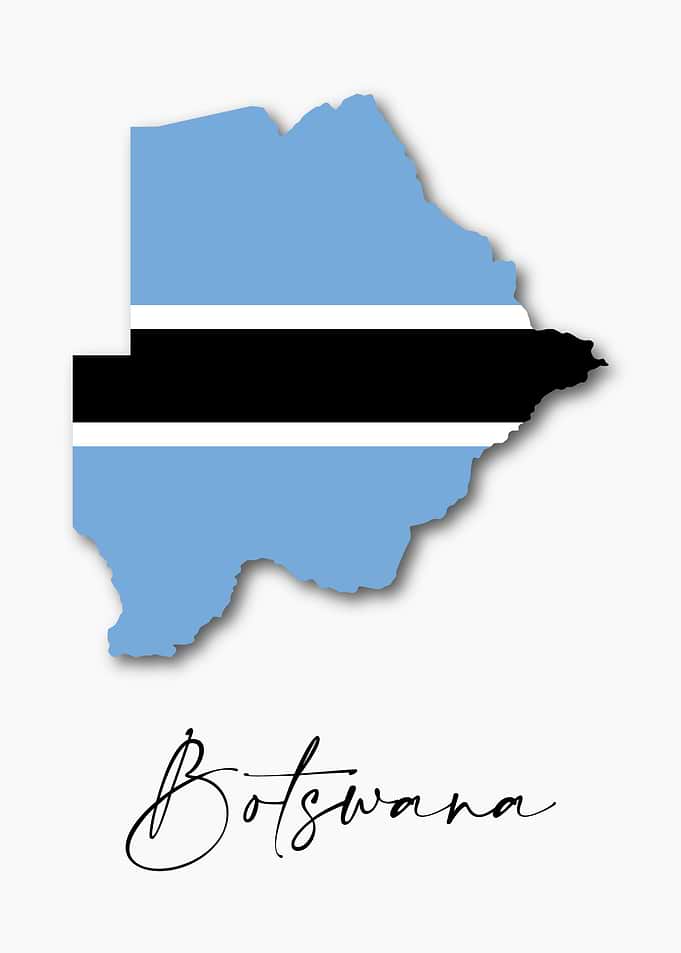 Botswana Country Map Flag