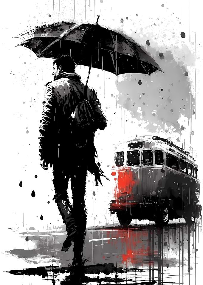 Dreary Bus Stop Painting