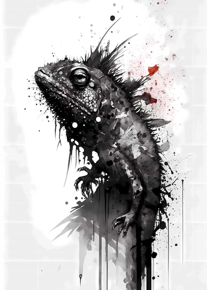 Inky Iguana Painting