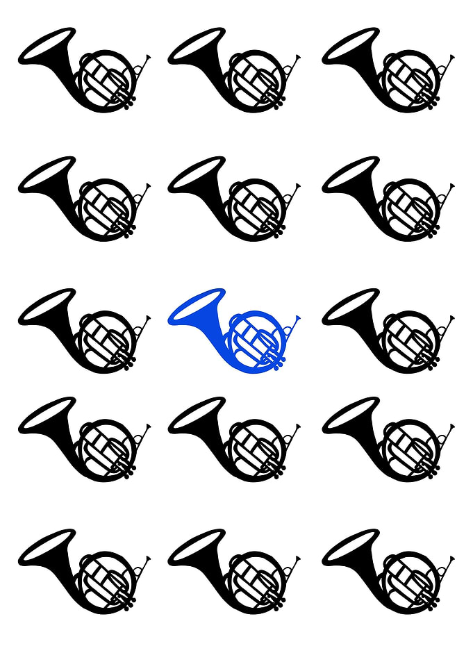 Blue French horn