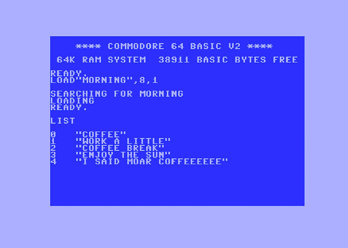 Commodore 64 load morning
