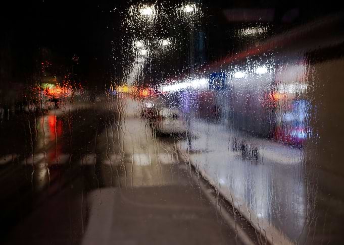 Street lights window rain