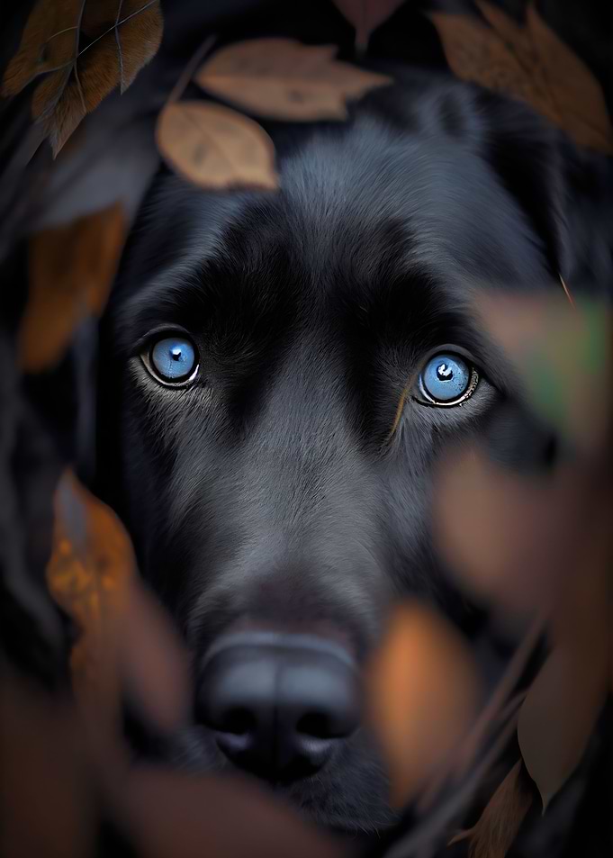 Black dog Blue eyes