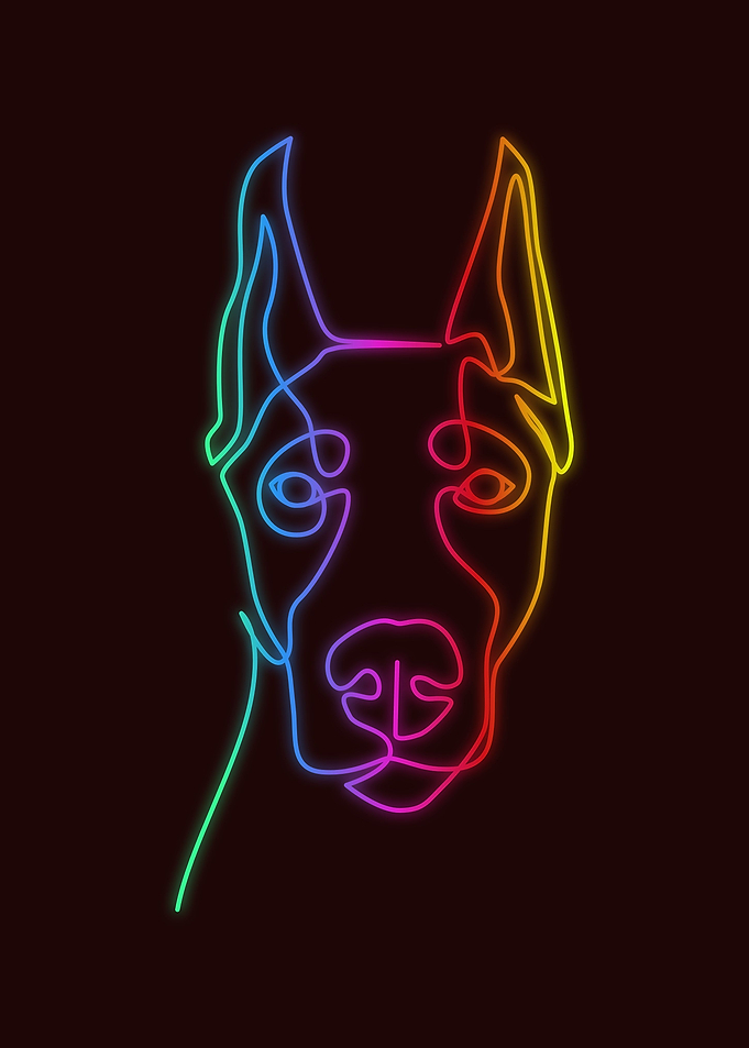 Dobermann Neon One Lines