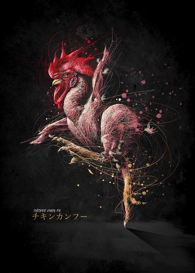 chicken kungfu scribbleart