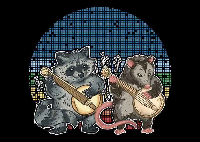 Raccoon Opossum playing