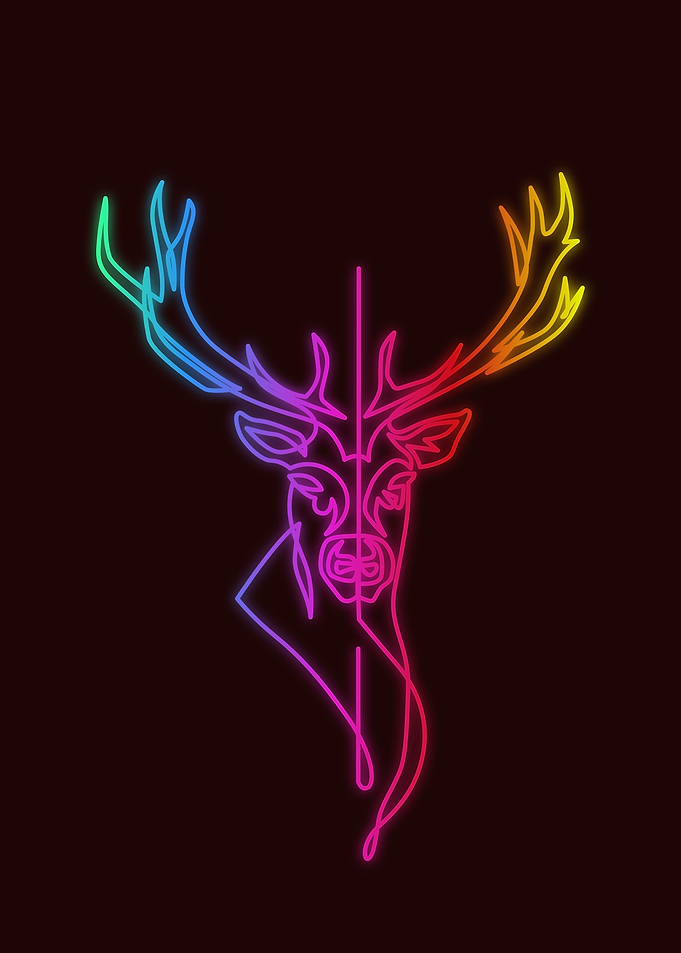 Deer Head Neon One Lines