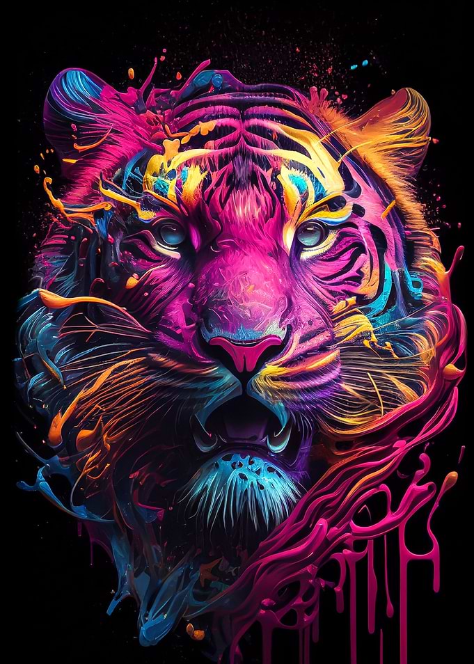 colorful tiger art poster