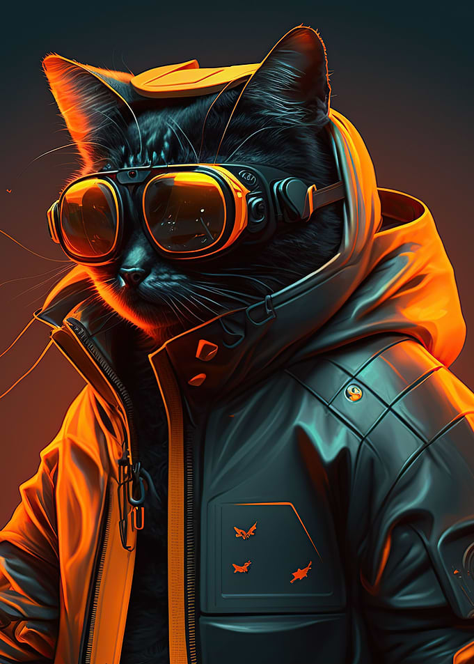 Black cat with orange VR
