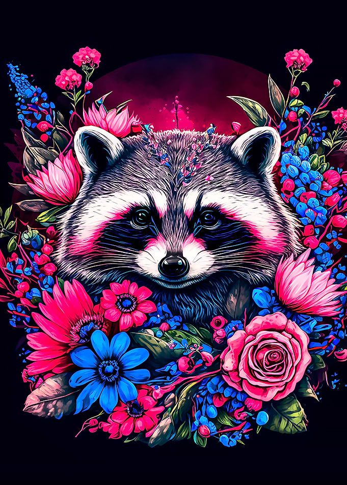 Raccoon and Flower
