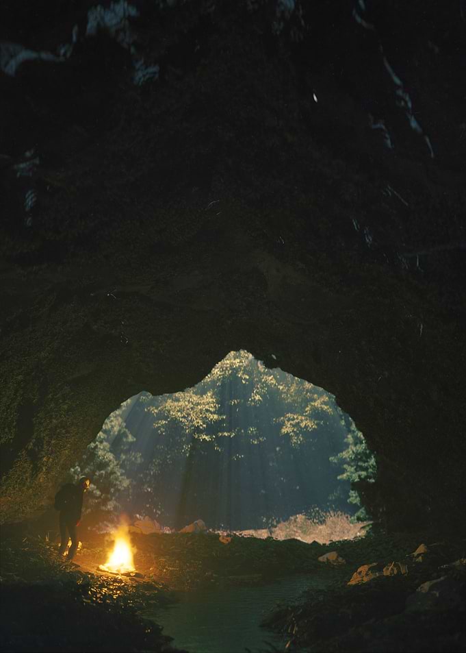 Cave Fire 3D Surrealism