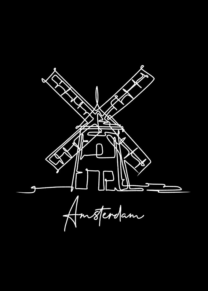 black white windmill house