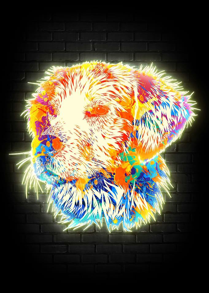 Dog portrait neon