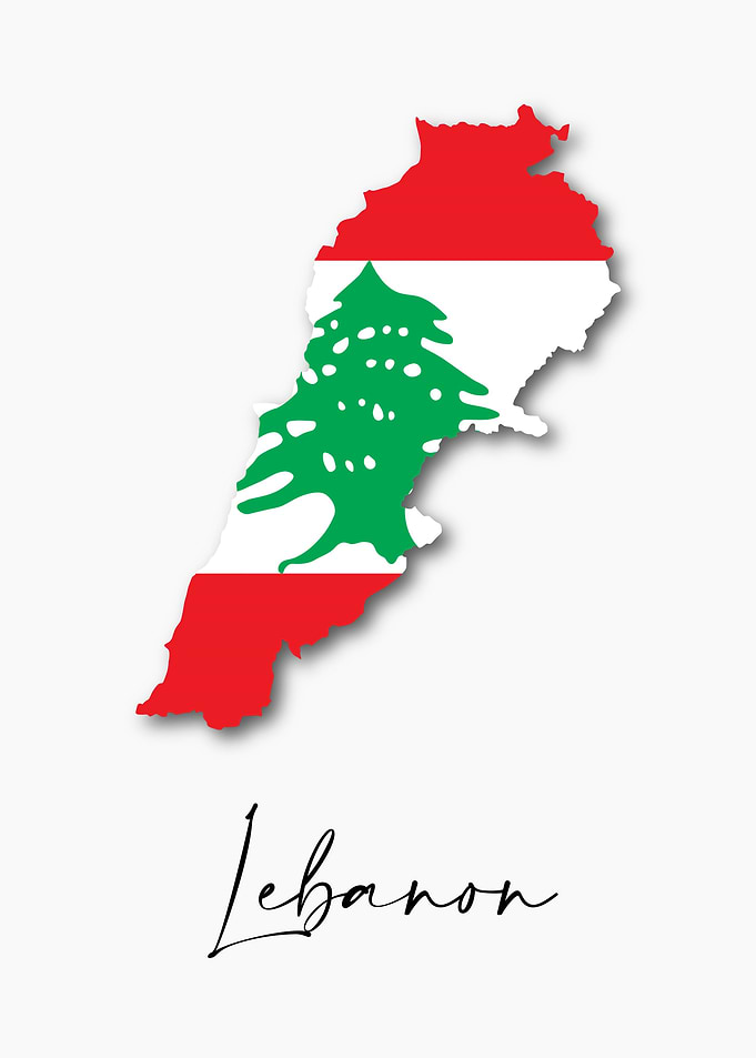 Lebanon Country Map Flag