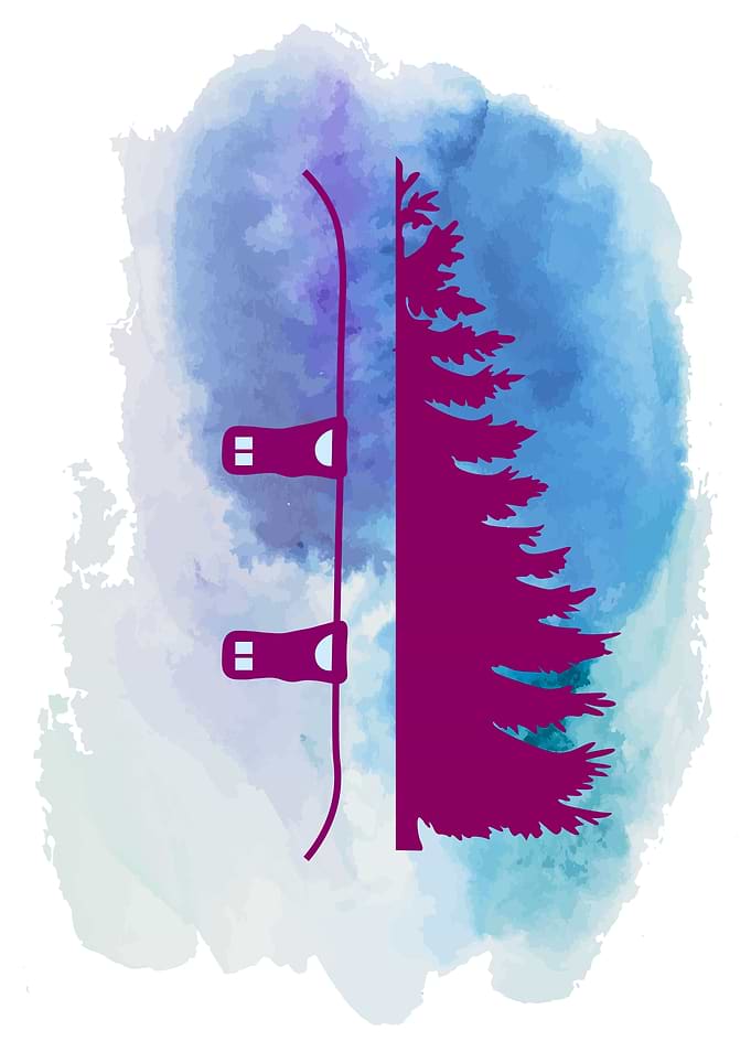 Snowboard and Tree