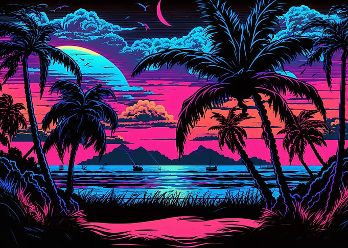 sunset beach psychedelic