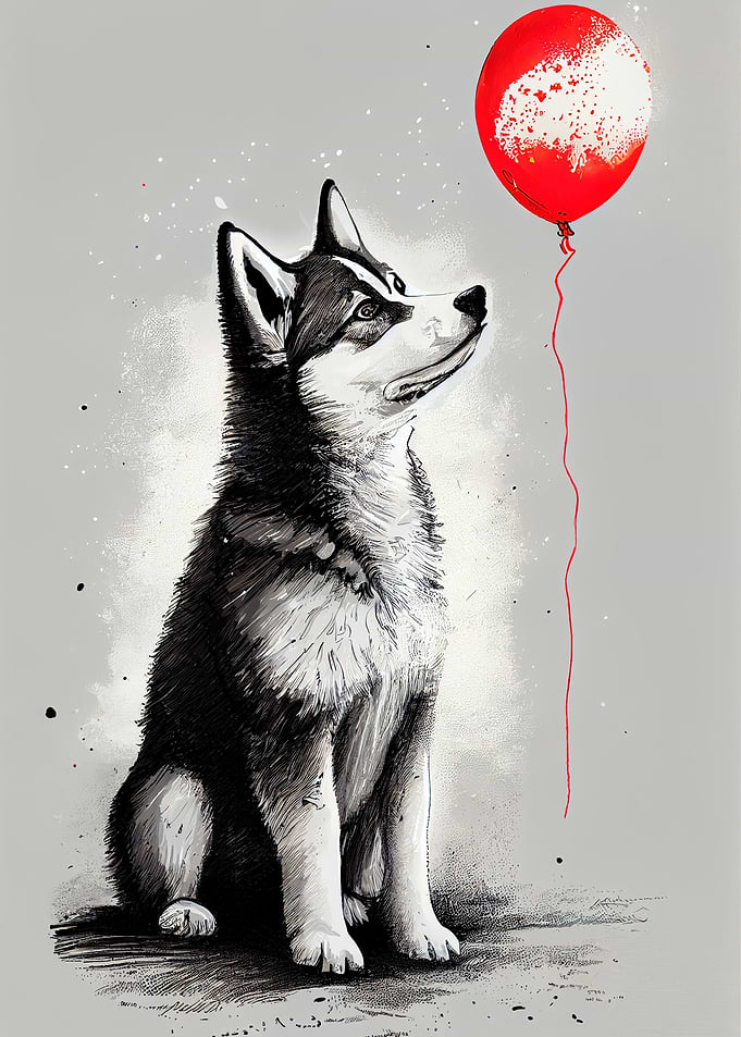 Husky Red Balloon