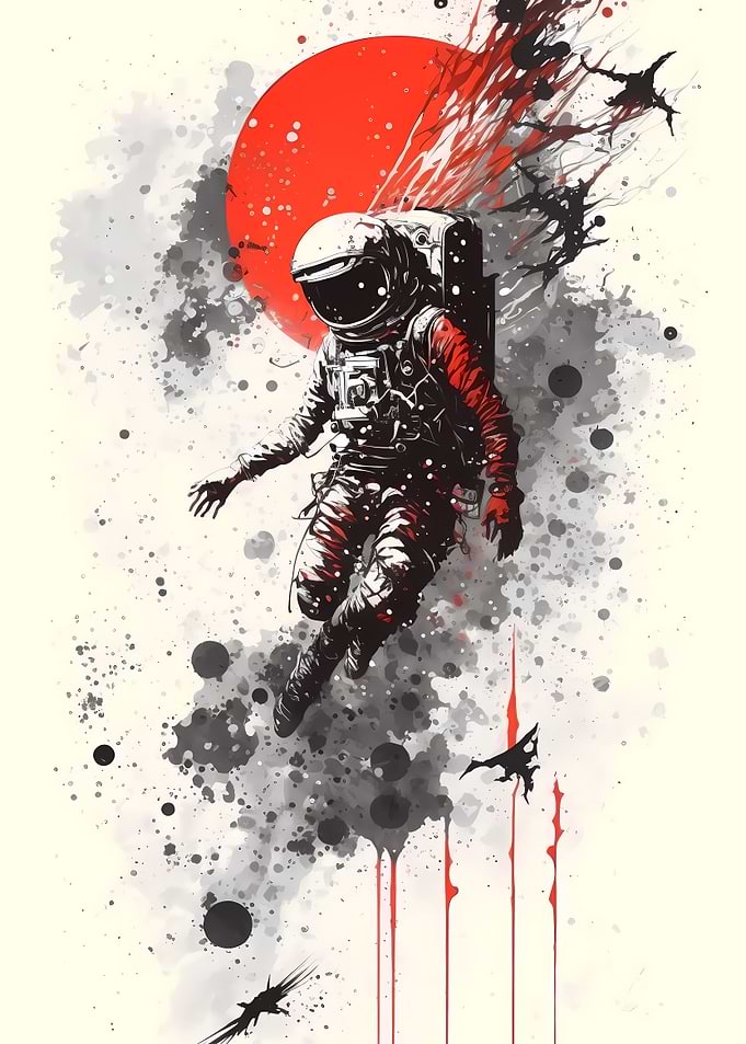 Inky Suspended Astronaut