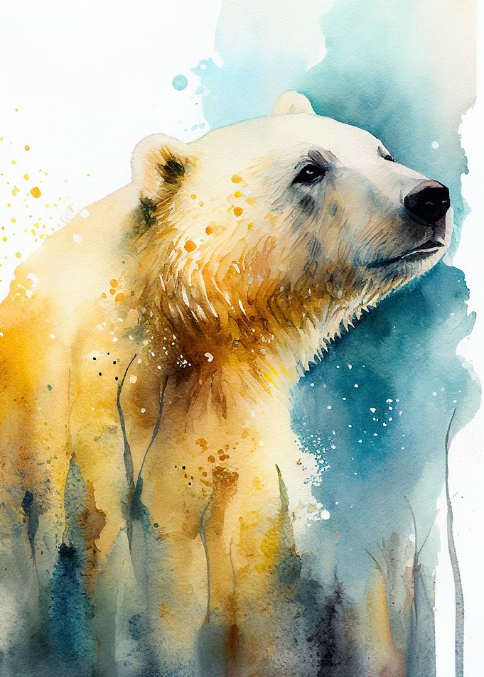 Strong polar bear in snow