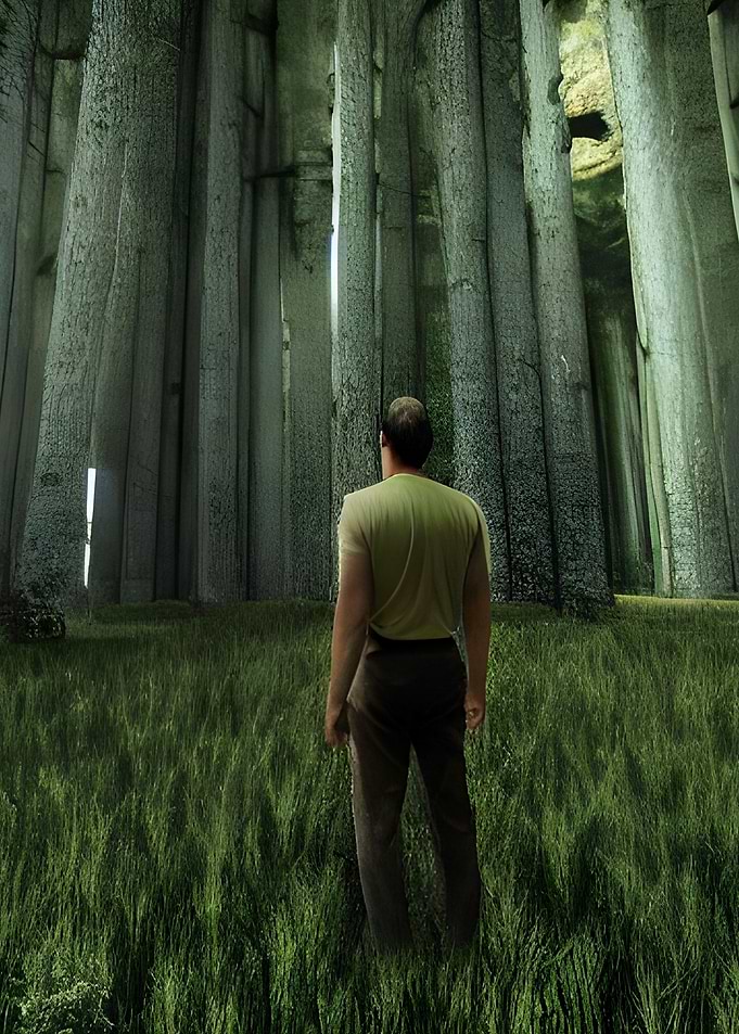 Man and woods