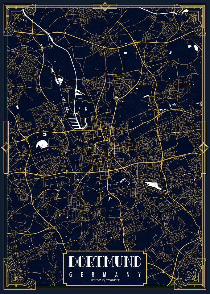 Dortmund City Map Gold