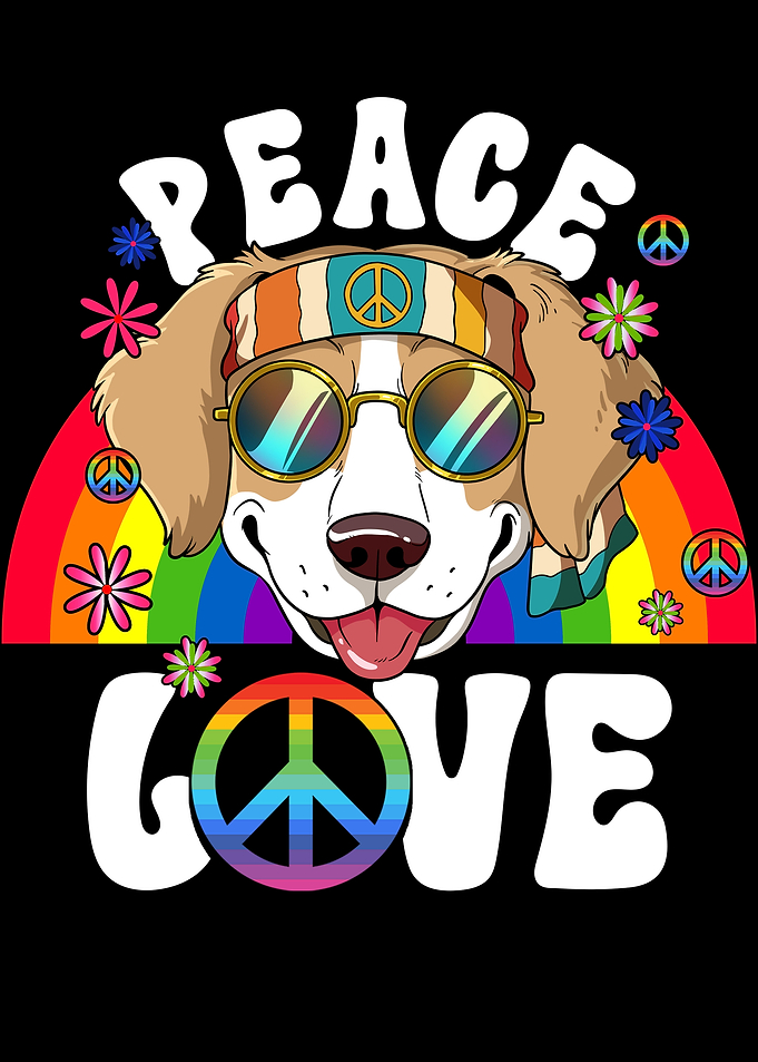 60s 70s Hippie Dog