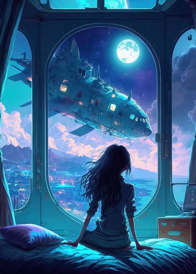 Lonely Girl at night