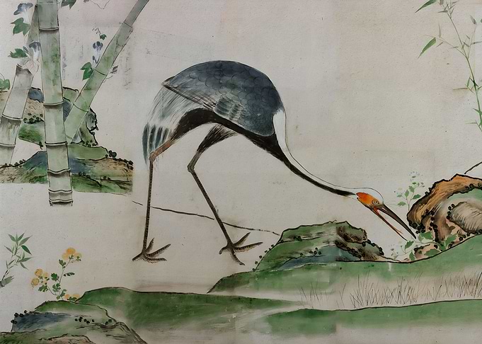 Ukiyo e Cranes Pines