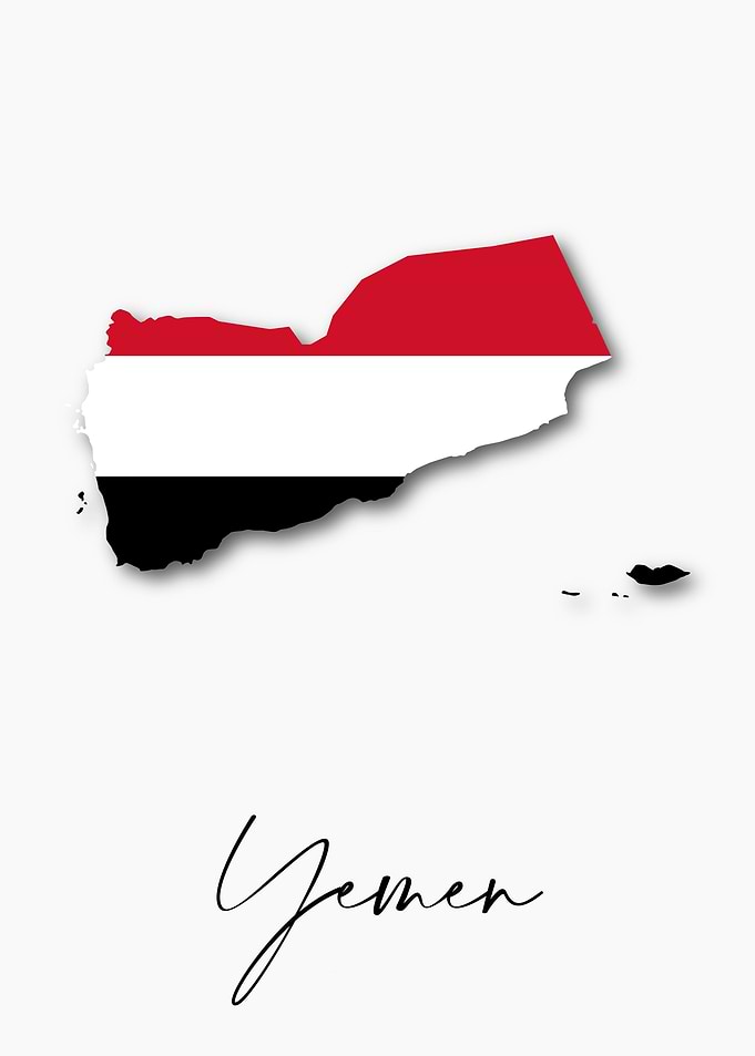 Yemen Country Map Flag