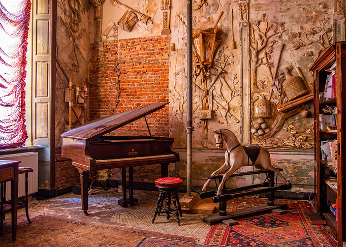 Rocking horse and piano