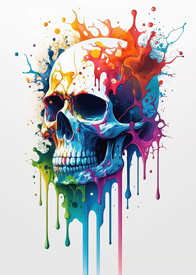 Modern Skull Watercolor