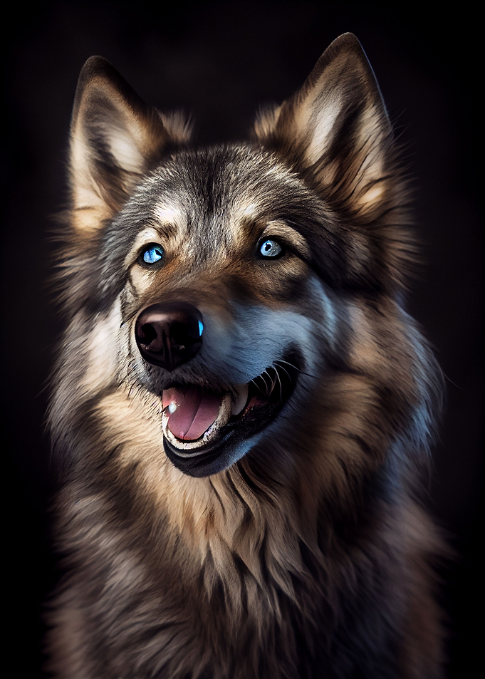 Wolf with blue eyes