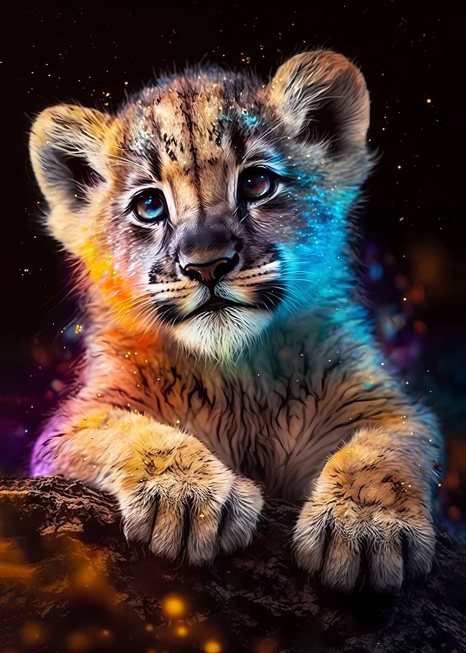 Cute Cosmic Lion Cub