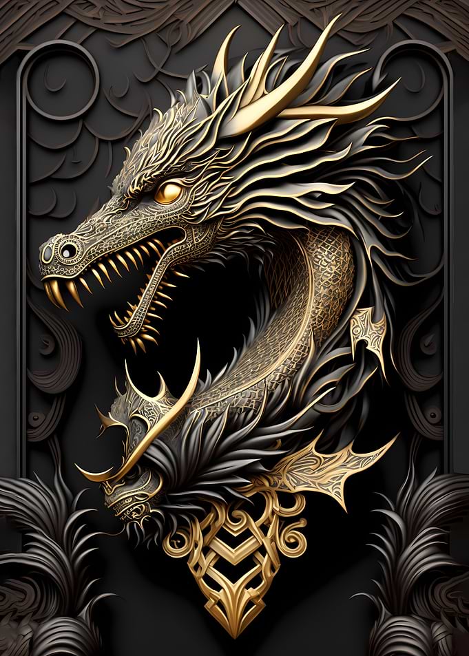 Dragon Golden Art Deco
