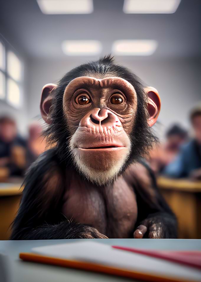 Monkey selfie in school