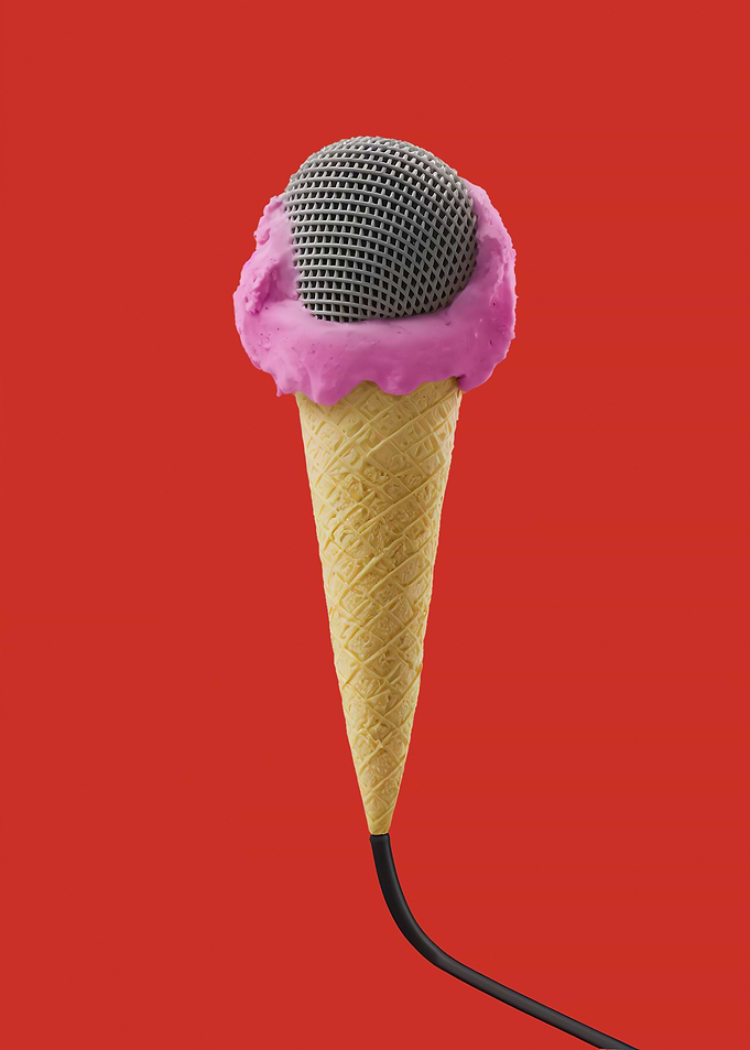 Microphone inside ice crea